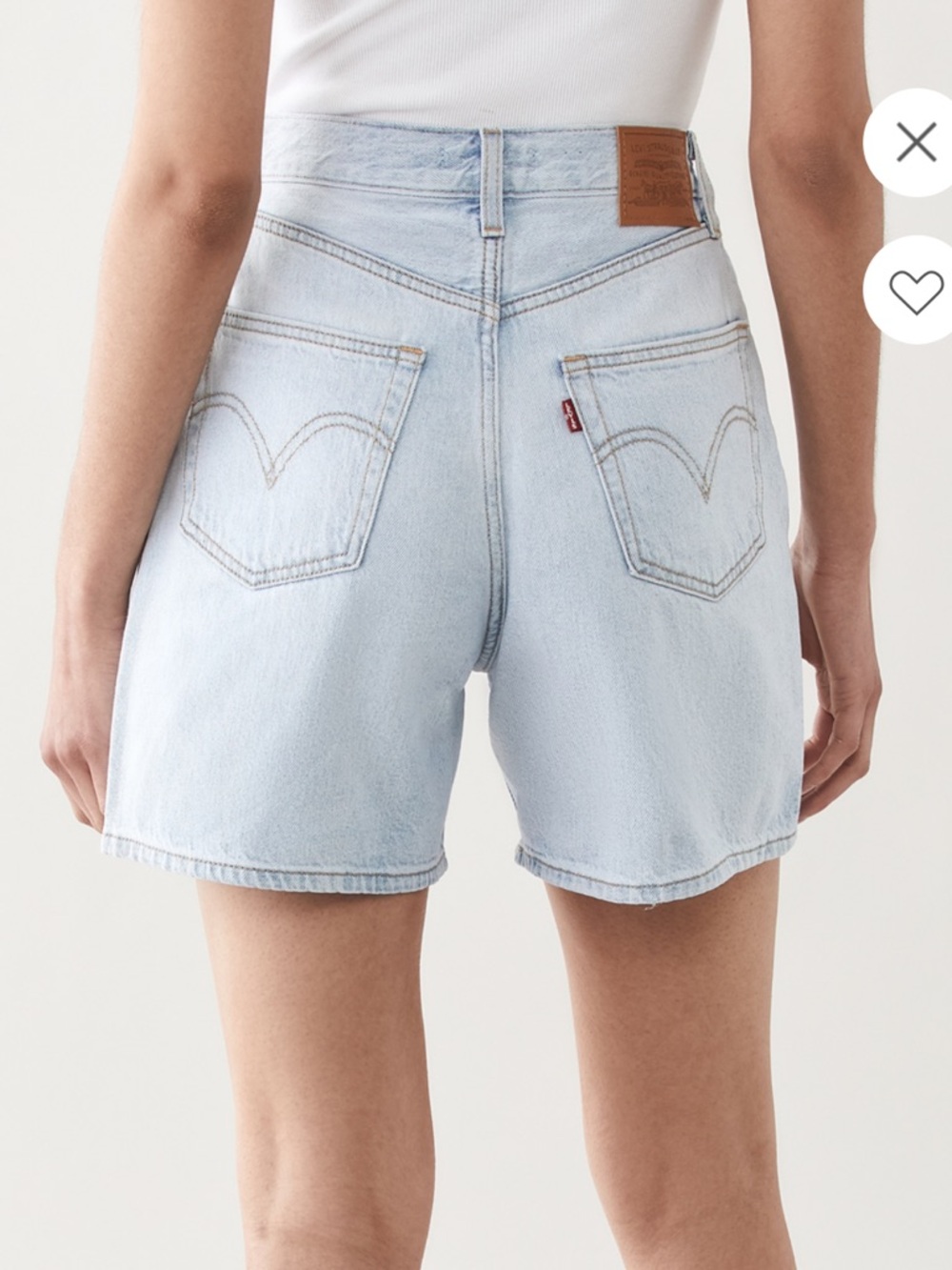 Levi's Pleated Ribcage Pleated Dark Wash Denim Shorts - Picture 5 of 6